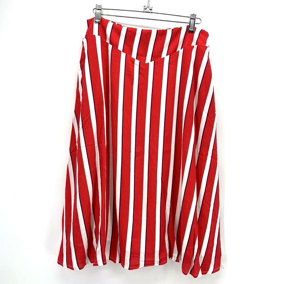 Modcloth Collectif‎ Ornella A-Line Skirt Size 10 Yacht Stripe Red Twee Retro NWT - Picture 2 of 12